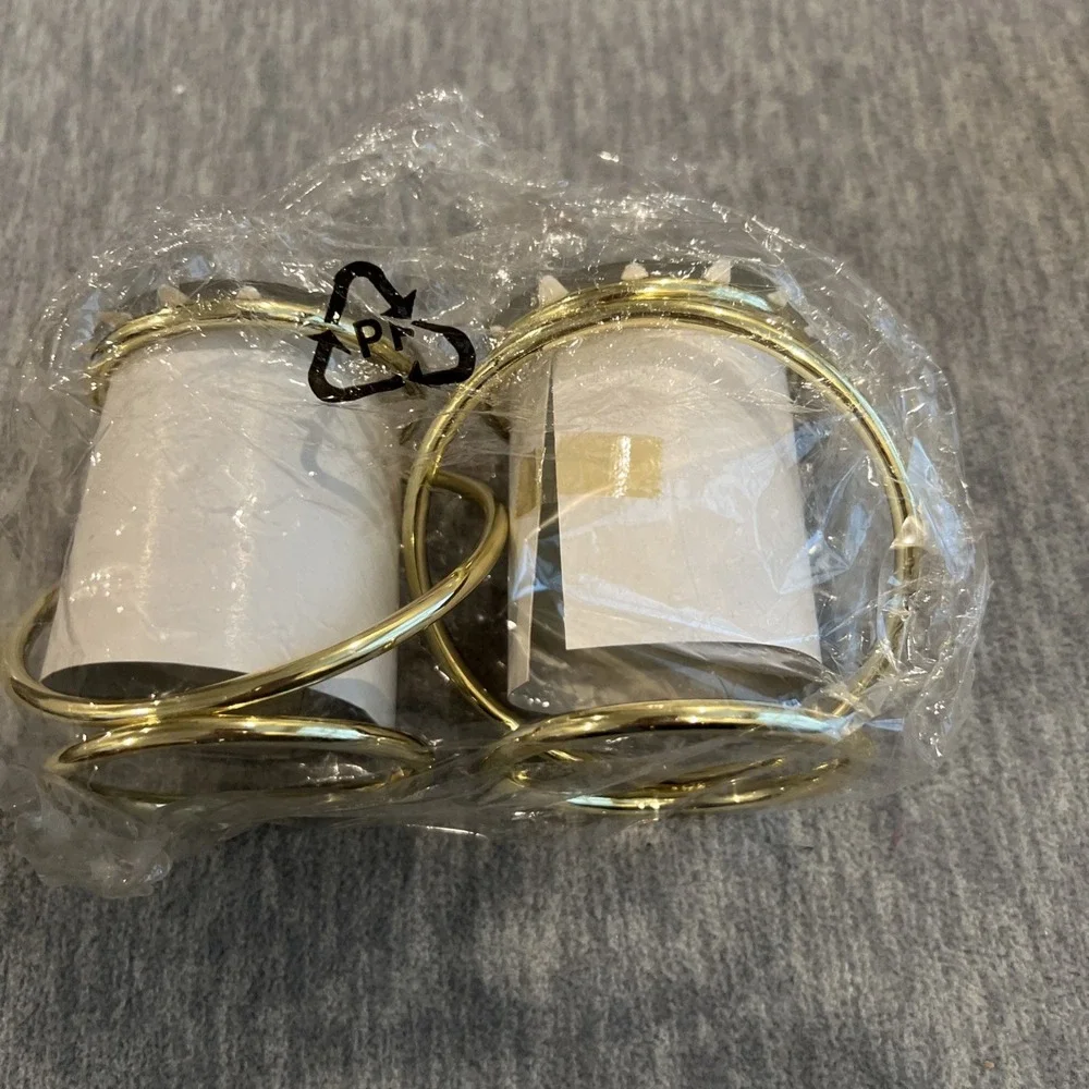 PartyLite‎ Gemini Frosted Votive Candle Holders P7106 Gold Interlocking Pair New